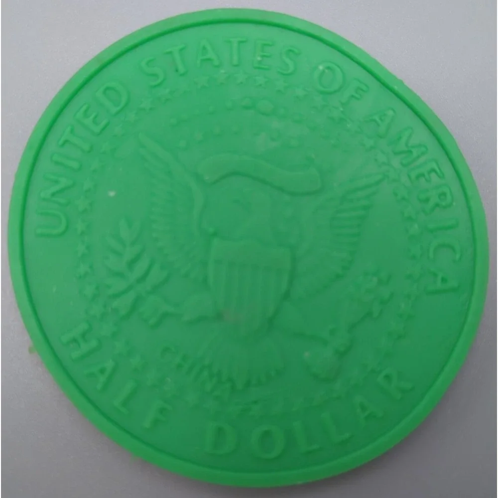 Novelty 1964 JFK Kennedy‎ US Half Dollar Eraser Green Rubber Error Coin Gag Gift
